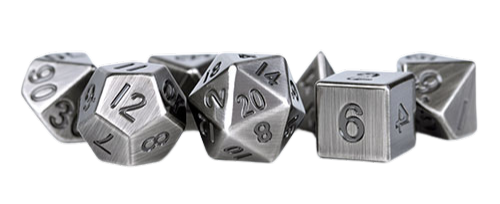 Fanroll - 16mm Metal Polyhedral Dice Set: Antique Silver