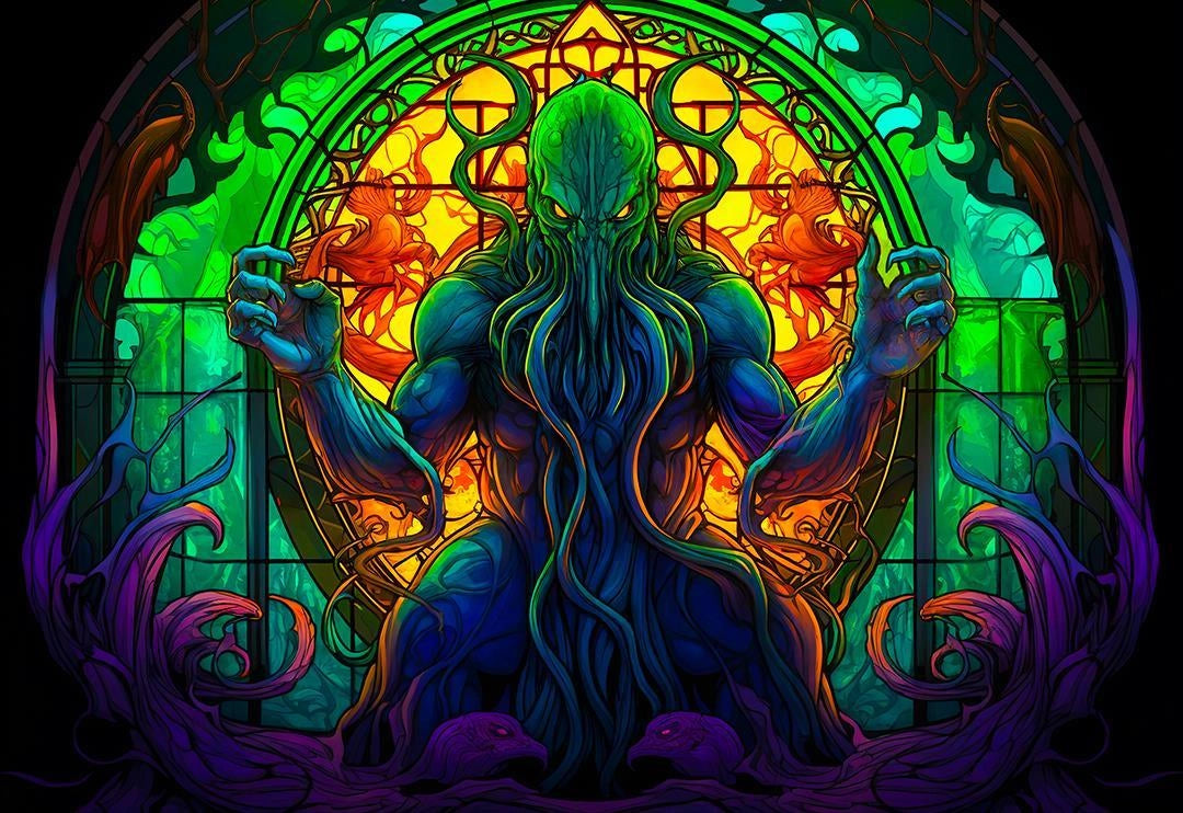 Cthulhu Glass Stitched Playmat - 61 x 35 cm